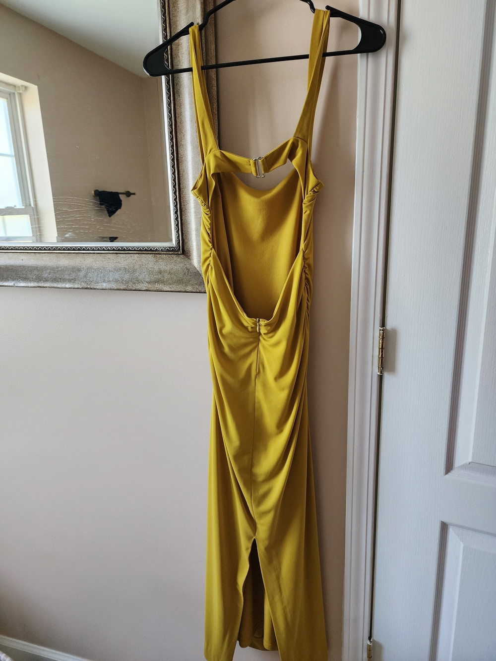 Zara Mustard Yellow Backless Satin Maxi Dress